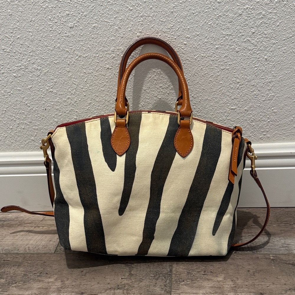 Dooney & Bourke Black and Cream Zebra Satchel - Picture 3 of 5